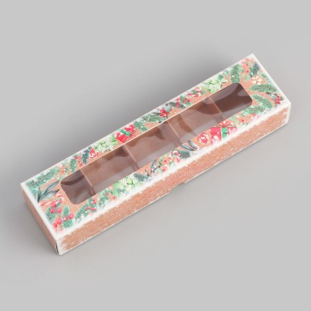 New Year. Box for 5 sweets "Happy Moments", 21x5x3.3 cm, confectionery packaging-2