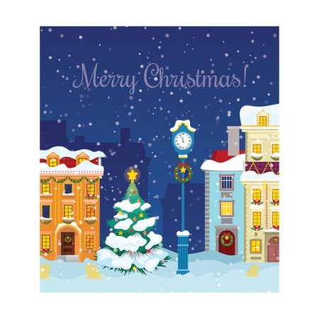 Set of napkins for setting the table "New Year's city in the snow", rectangular, size 32x46 cm, 4 pcs-1