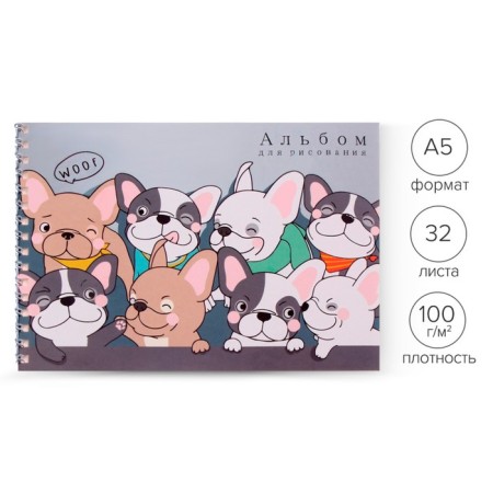 Album for drawing A5, 32 sheets on the crest "Friends", covered cardboard, block 100 g/m²
