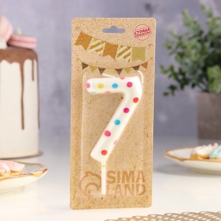 A candle in a cake for a birthday "Confetti", the number "7", a giant, 9 cm-1