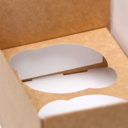 Box for 2 cupcake, craft, with a window 16 x 10 x 8 cm-3