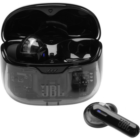 The headset intra -channel JBL Tune BEAM GHOST is black. Wireless Bluetooth in the ear sink