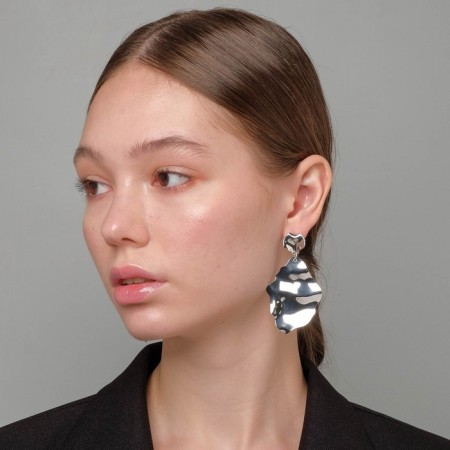 Earrings Metal "Atmosphere" Pugpy, Color Silver-5