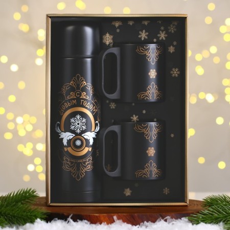 Gift set "Winter Patterns", a thermos 500 ml, a mug 2 pcs-6