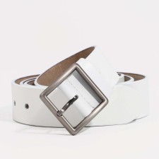 Women's belt, width 3.5 cm, screw, buckle metal, white color
