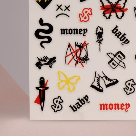 Nail stickers "Baby Girl" color black/red/yellow-2