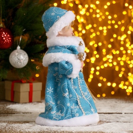 Snow Maiden "Blue fur coat, with a staff" with backlight, moves, 30 cm, blue-3
