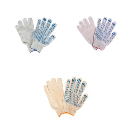 Workers, m/b gloves, knitting 10 class, 6 threads, size 9, with PVC dots, white, “Leon Group”-3