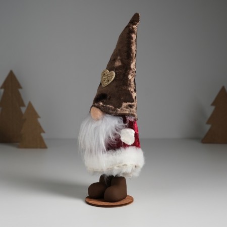 Souvenir Textile "Dwarf in a red fur coat and cap with a heart" 7.5x7.5x21.7 cm-2