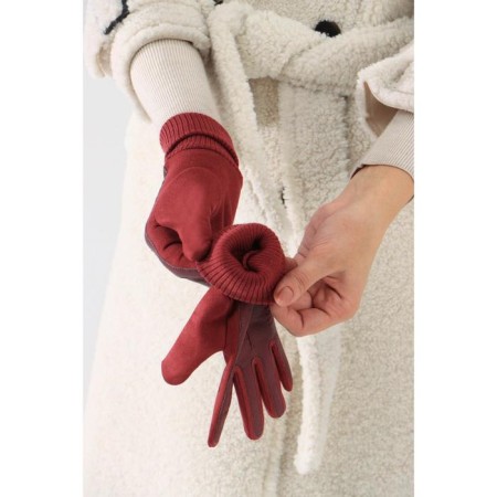Gloves are female, dimensionless, without insulation, burgundy color-2