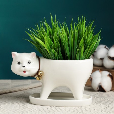 Pot "Cat" White, 15.5x7.5x9.5cm