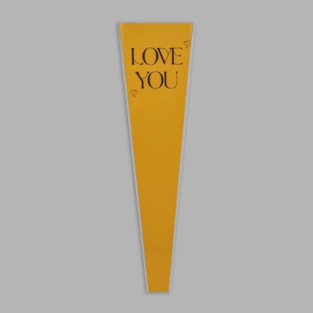 Packet stoop for flowers, "love you", 12.5+4x45 cm, yellow