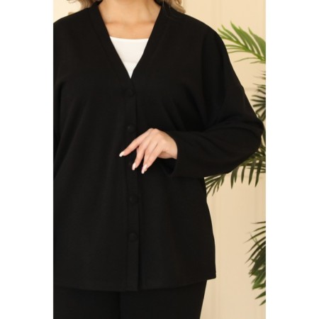 Women's costume: cardigan, trousers, size 50, black color-2