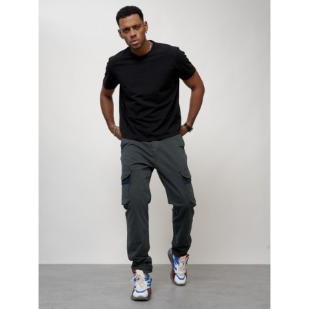 Cargo jeans men, size 44, dark gray color-5