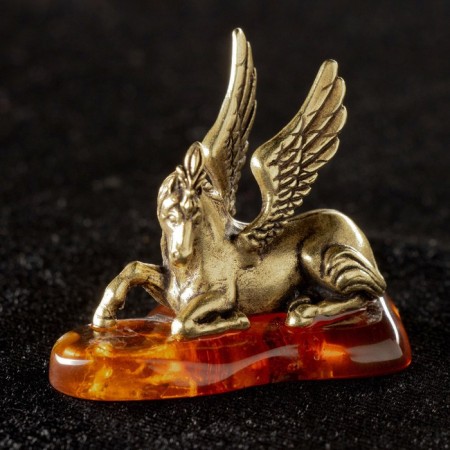 Souvenir "Horse Pegas", Brass, Amber