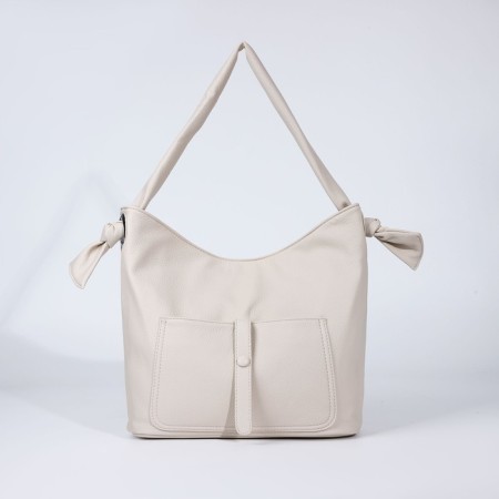 Luggage bag on lightning, 2 external pockets, milk color