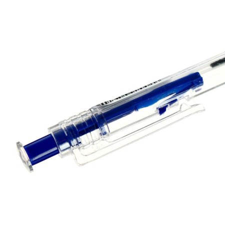 Ballic handle, automatic, 0.7 mm, transparent body, blue rod, with a rubber holder, oil base-2