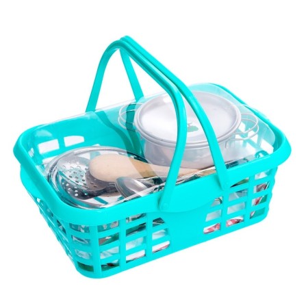A set of metal dishes "Super Chef", with an apron and a cap, in a basket, mix-6