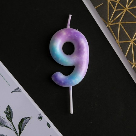 Candle for the cake, number "9", 5.5 x 8 cm.