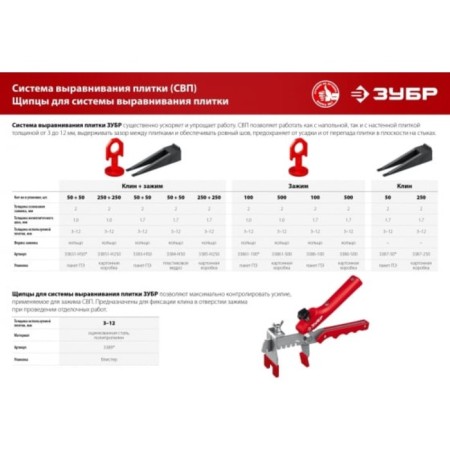SVP bison 33851-H250, set: 250 + 250pcs (1 mm clamp + wedge), in the box-2