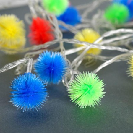 Garland "thread" 5 m with nozzles "Hedgehogs Color", IP20, transparent thread, 30 LED, glow of multi, 8 modes, 220 V-2