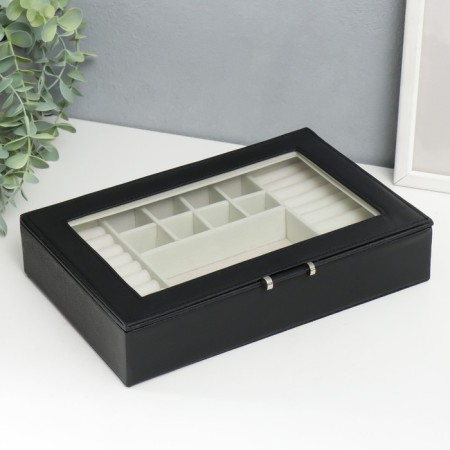 Casket to the leatherette for jewelry "Hampons" black 5.5x27x18 cm