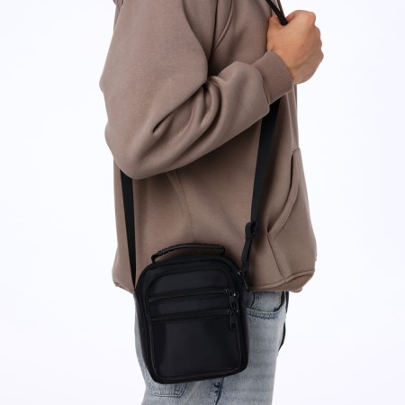 Male bag, 17*10*21 cm, 2 lightning departure, 4 n/pocket, black-5