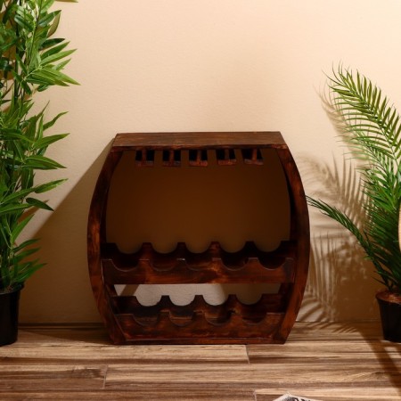 Barbali bottles stand 55x24x55 cm, Albezia tree, brown-1