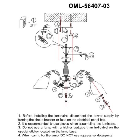 Suspended chandelier Tellaro E27 180W-7
