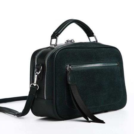 Women's bag, 23*9*18, 2 lightning department, 2 n/pocket, belt long, suede, green-2