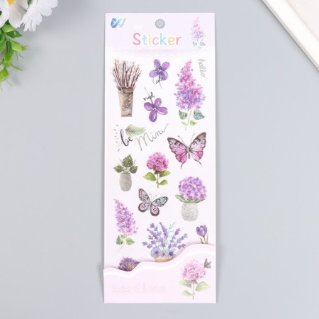 Lavender, lilac and violet plastic sticker with silver stroke 10x27 cm