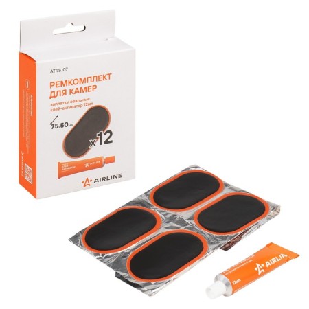 Remkomplekt for cameras, oval patch 75x50 mm - 12 pcs., Glue Activator 12ml ATRS107