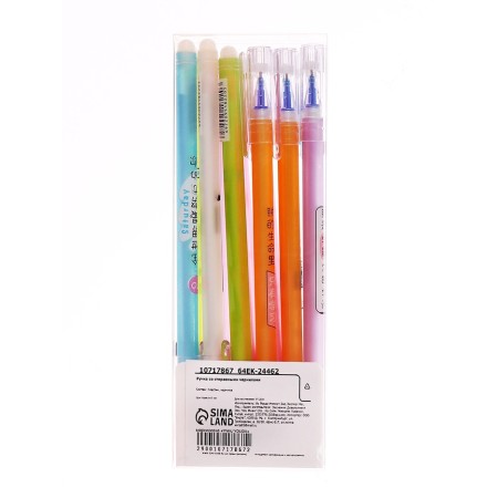 Gel handle Erased ink, 0.5 mm, blue rod, assorted mix (barcode on a piece)-6