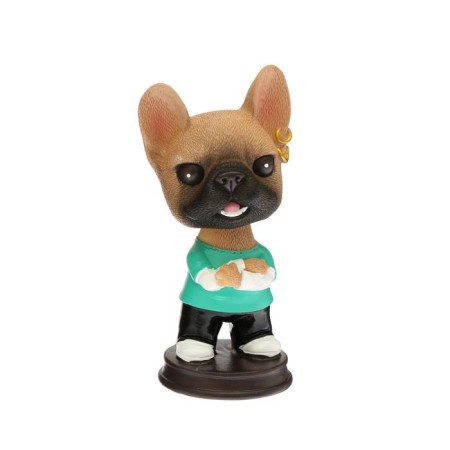 Dog on a car panel shocking his head, French bulldog-1