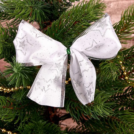 New Year's composition "bows with a bow" silver-2
