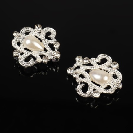 Decorative fastener "Pattern", 6.5 × 3.5 cm, white color-1