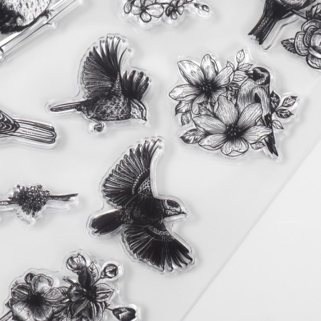Stamp for creativity "Birds and flowers" 14.5x20x0.3 cm-2