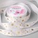 A satin ribbon with embossing "Stars", 25 mm × 18 ± 1 m, white color/gold No. 001