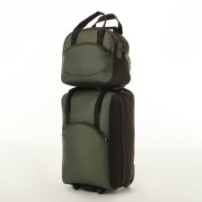 Small 37 L (S) suitcase with Sacvoyage bag, lightning department, extension, Khaki color