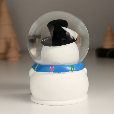 Souvenir Polystone Water Ball Light "Snowman with a Christmas tree in the helmet-bunch" 6.5x6.7x9.5 cm-2