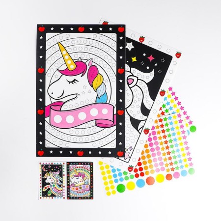 Application by stickers "Unicorn", 2 pictures - bases, 2 sheets of stickers