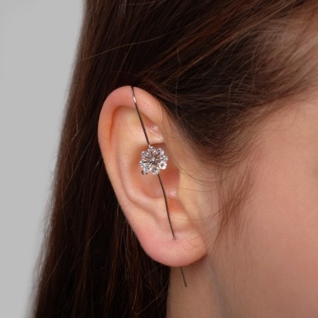 Earring "Kaff" Bulavka, mimosa, white color in silver-2