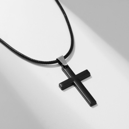 Pendant Male "Cross" Classic, black color on a black lace, 45 cm-1