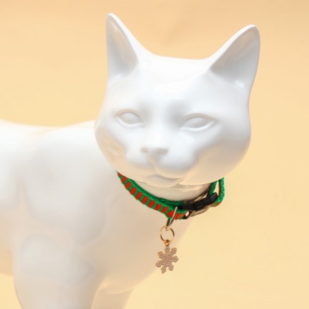 Collar + New Year's suspension "Snowflake", 30 x 1 cm, kapron, green-2