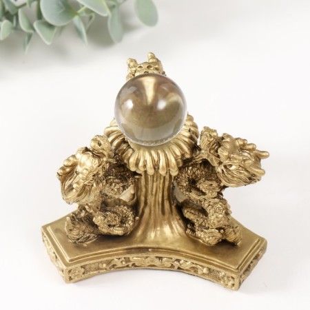NECSK Polystone Bronze "Dragons with a glass ball" 8x12x12 cm-2