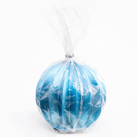 Figure candle "Faced ball", 6.5x6.5 cm, turquoise-3