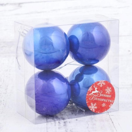 Set of balls plastic D-6 cm, 4 pcs "gloss" blue-1