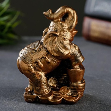 Figure "Elephant with an elephant on money" bronze, 7x10x6cm-2