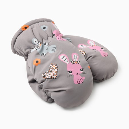 Winter children's mittens minku, gray color, 18cm
