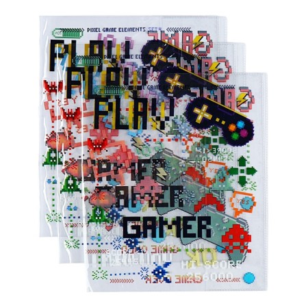 Set of covers PVC 213 x 355 mm, 140 μm, 3 pieces, Level Up Game, for a diary and notebooks-4